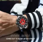 Curren 8489 Watch For Men Silicon Belt-Red - Image 2