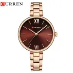 Curren 9017 Watch For Women-Rose Gold Coffee