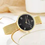 Curren 9020 Watch For Women-Gold Black - Image 2