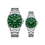 Curren 9090 Watch For Couple - Silver Green