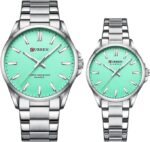 Curren 9090 Watch For Couple - Silver Sky