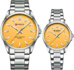 Curren 9090 Watch For Couple - Silver Yello