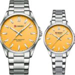 Curren 9090 Watch For Couple - Silver Yello