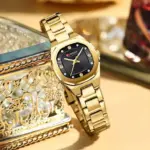 Curren 9104 Watch For Women - Gold Black - Image 2