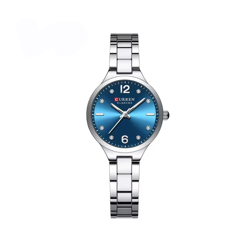 Curren-9105-Elegant-Fashion-Diamond-Ladies-Watch-Silver-Blue.webp Curren 9105 Watch For Woman-Silver Blue - Image 1