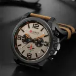 Curren 8314 Leather Wrist Watch For Men – Brown and Gray - Image 2