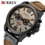 Curren 8314 Leather Wrist Watch For Men – Brown and Gray