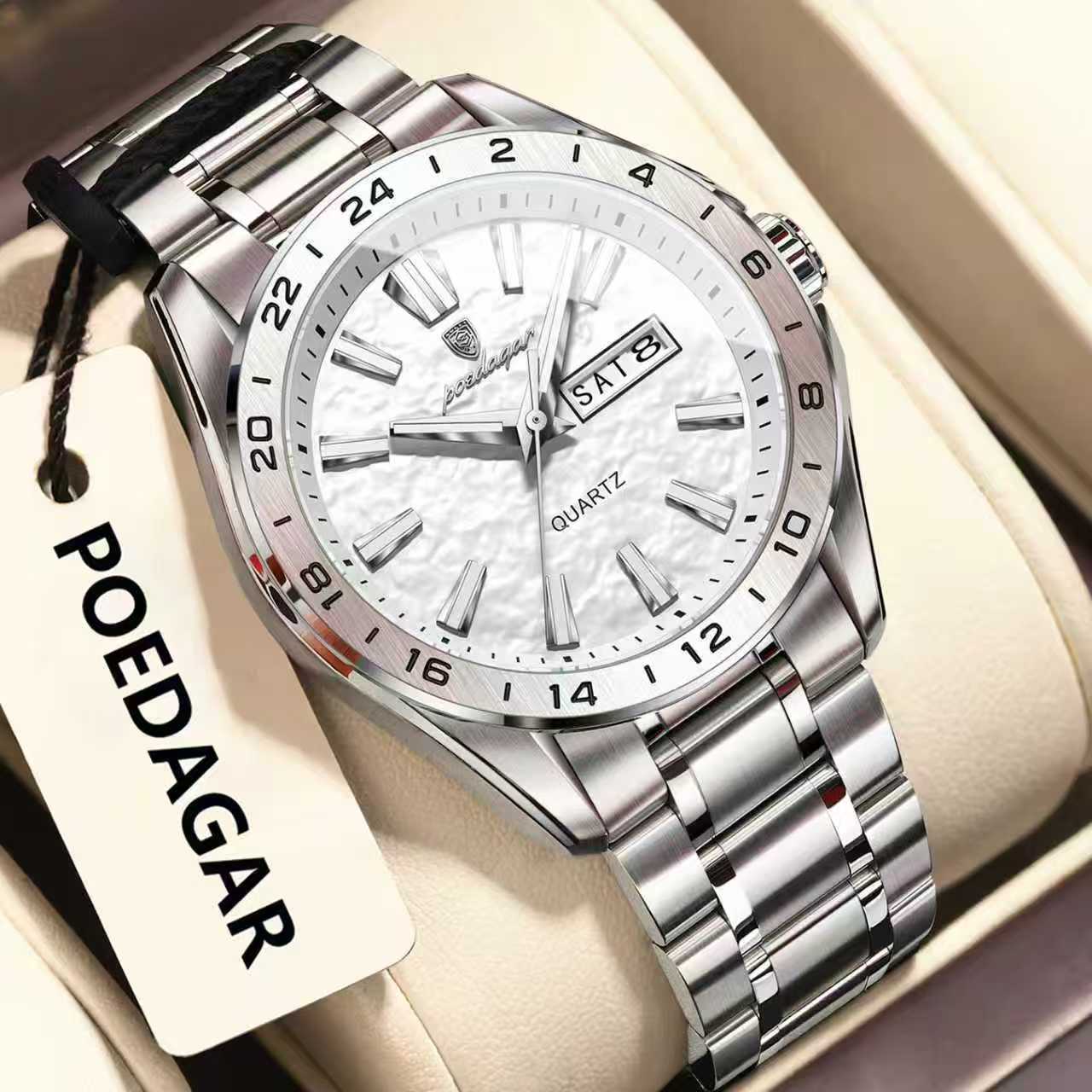 IMG-20251222-WA0008-1.jpg Poedagar 683 Steelness Steel Men’s Watch – Silver and White - Image 1