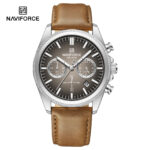 Naviforce 8082 Watch  For Men - Brown Silver and Gray