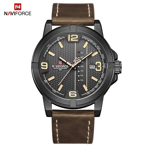 NAVIFORCE-NF9177-Bown-Black.jpg Naviforce 9177 Watch For Men - Black Brown - Image 1
