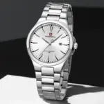 Naviforce 9214 Watch  For Men - Silver