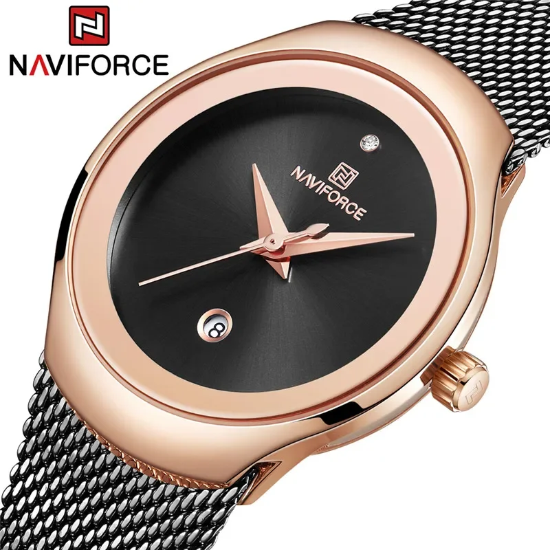 NAVIFORCE-Women-Watch-Business-Quartz-Watch-Lady-Stainless-Steel-Top-Brand-Luxury-Waterproof-Female-.webp Naviforce 5004 Watch For Women-Black - Image 1
