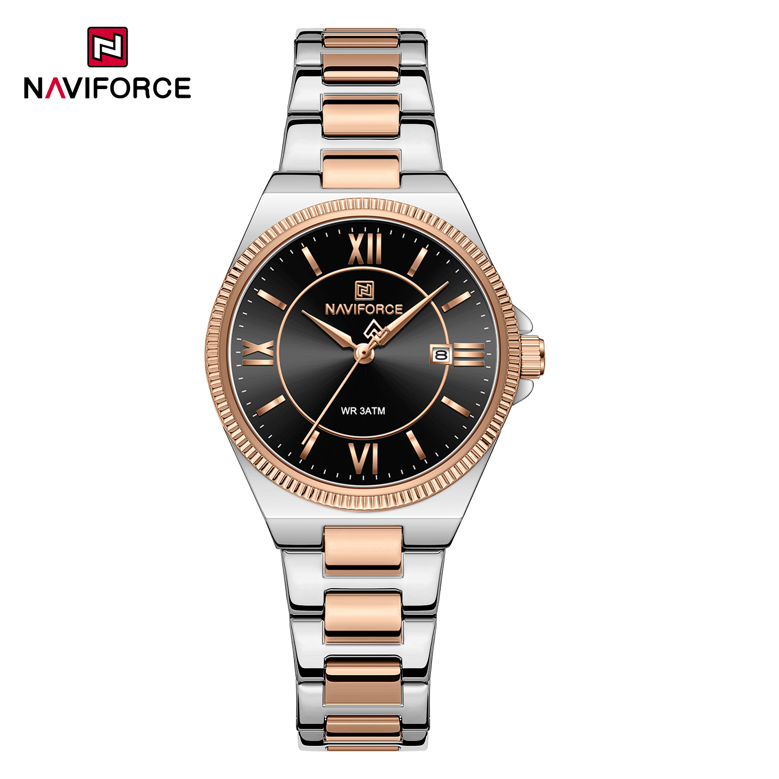 Naviforce-5073-watch-for-women-Silver-Rose-Black.jpg Naviforce 5073 watch for women-Silver Rose Black - Image 1
