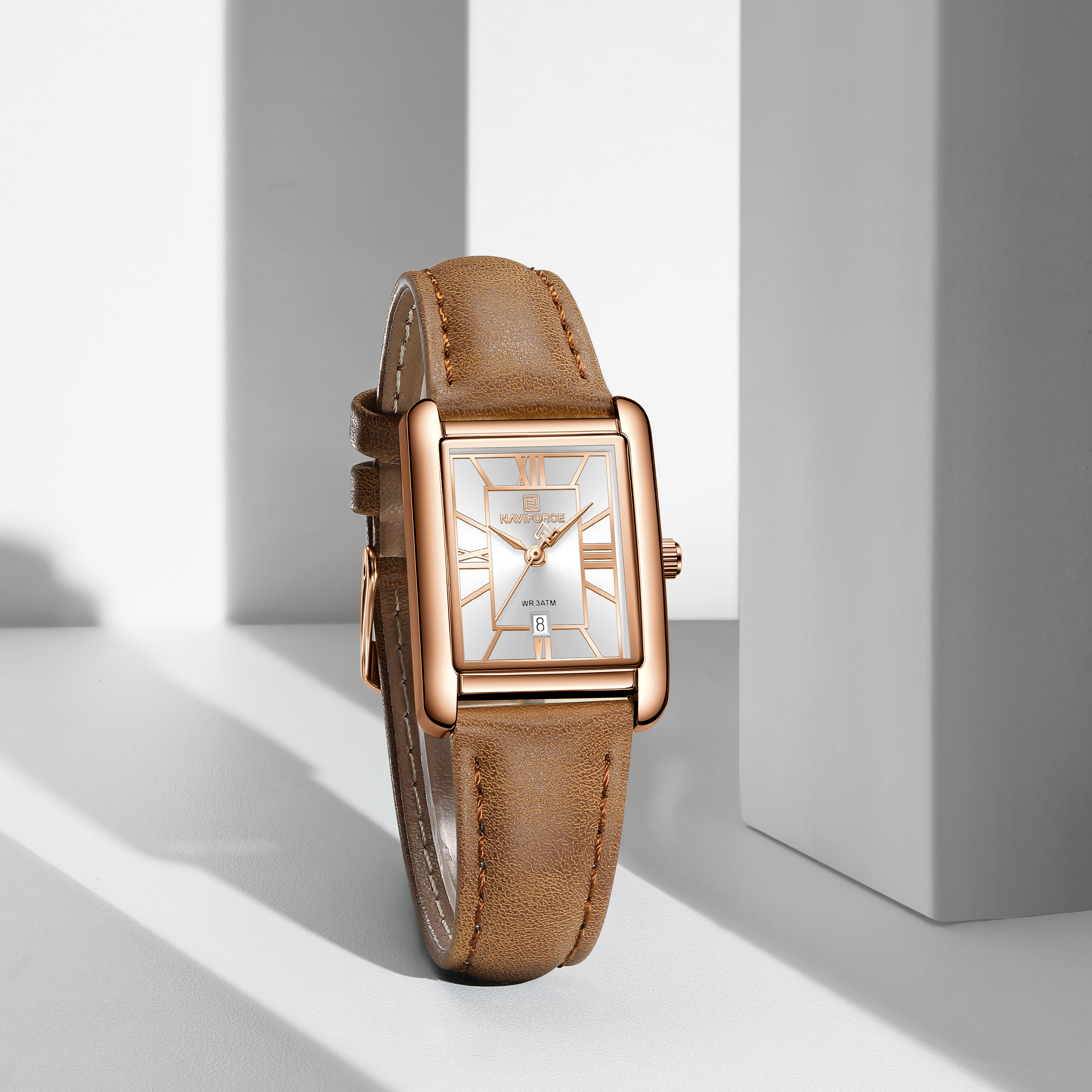 Naviforce-5074-for-women-Brown-Rose-White.jpg Naviforce 5074 for women-Brown Rose White - Image 1