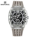 Naviforce 7105 Silicone Watch for men - Gray White - Image 2