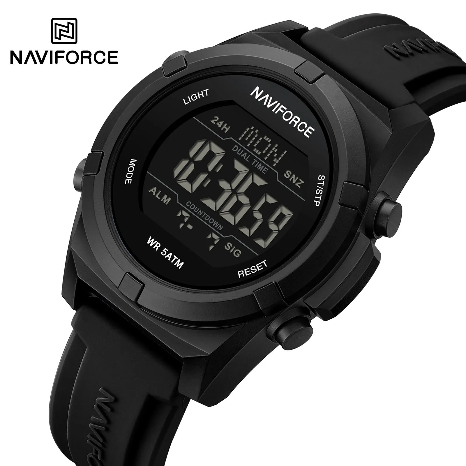Naviforce-7127-Silicon-Belt-Watch-For-Men-Black-1.webp Naviforce 7127 Watch For Men - Black - Image 1