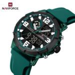 Naviforce 7130 watch for men-Dark Green Black