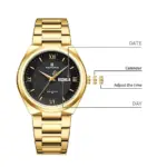 Naviforce 8030 Watch For Men - Gold Black - Image 2