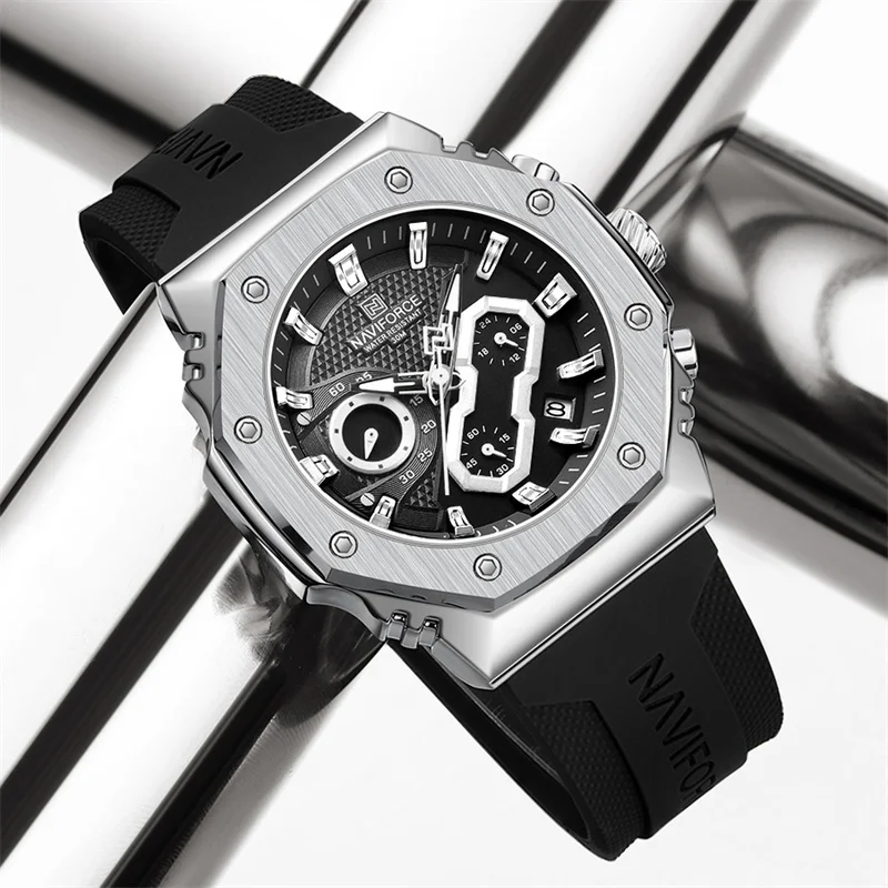Naviforce-8035-Sliver-Black-For-Man.webp Naviforce 8035 Watch For Man - Sliver Black - Image 1