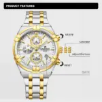 Naviforce 8042 Watch for Men- Silver Golden - Image 4