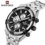 Naviforce 8042 Watch for Men- Silver Black - Image 3