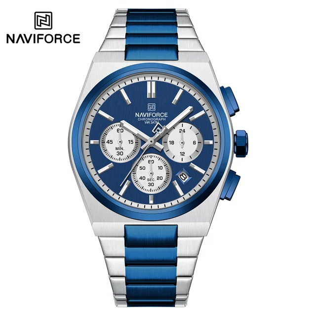 Naviforce-8048-CH-Silver-Blue-For-Men.webp Naviforce 8048 Watch For Men - Silver Blue - Image 1