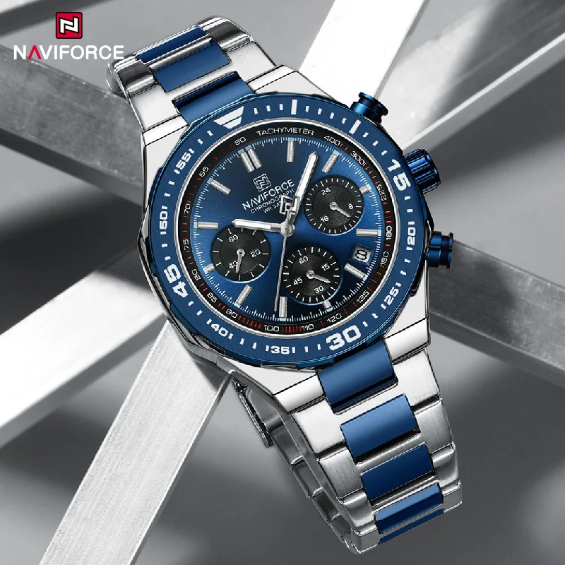 Naviforce-8049-Sliver-Blue-For-Man.webp Naviforce 8049 Watch For Man - Sliver Blue - Image 1