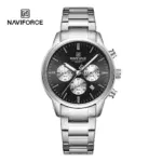 Naviforce 8076 Watch For Men-Silver Black