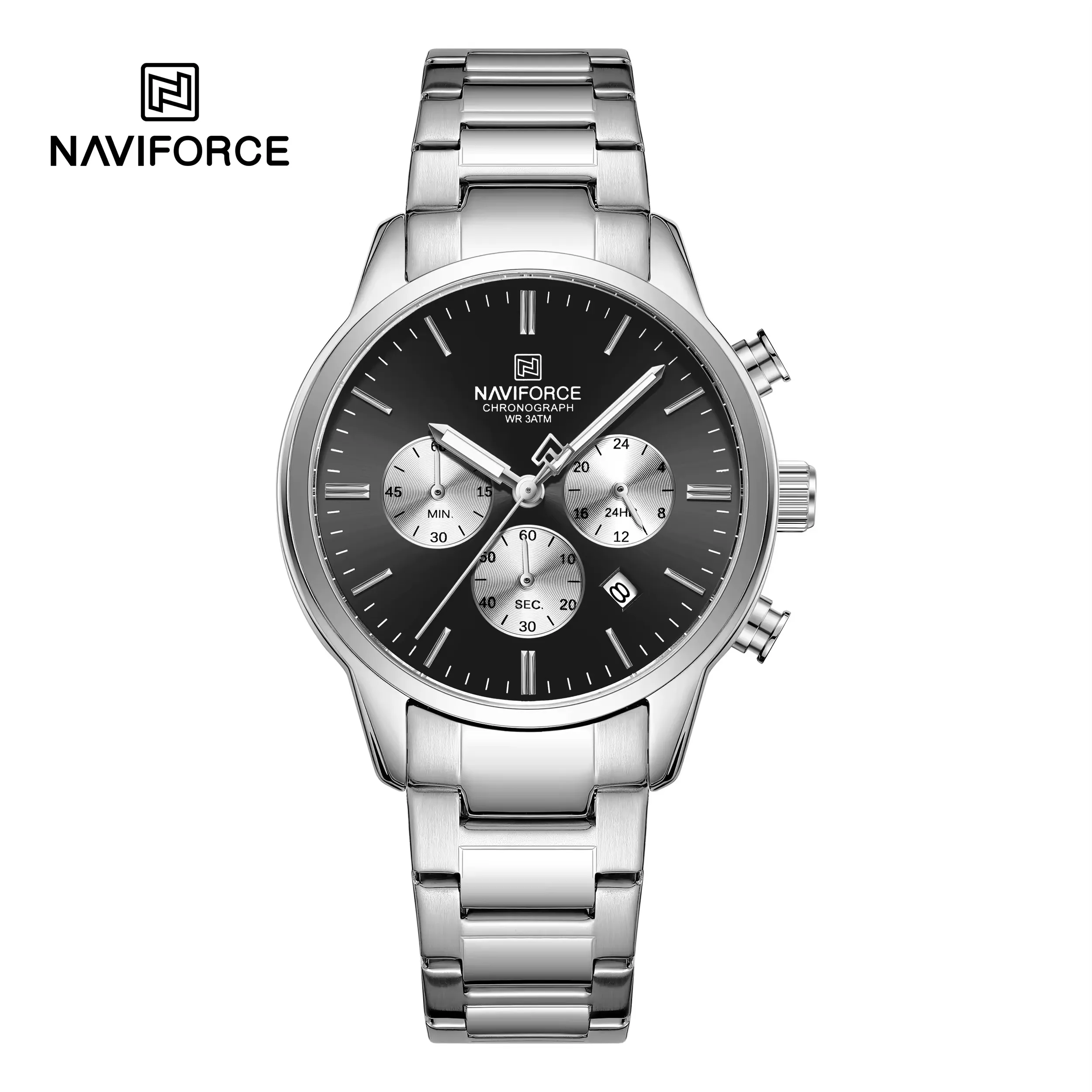 Naviforce-8076-Watch-For-Men-Silver-Black.webp Naviforce 8076 Watch For Men-Silver Black - Image 1