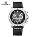 Naviforce 8077 Watch For Men - Silver Black