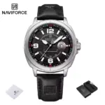 Naviforce 8078 Watch For Men- Silver Black