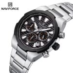 Naviforce 8081 watch for men-Silver Black