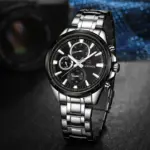 Naviforce 9089 Watch For Men - Silver Black