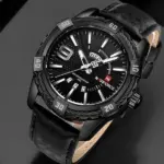 Naviforce 9117 Leather Belt Watch For Men – Black