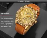 Naviforce 9117 Leather Belt Watch For Men – Golden - Image 2