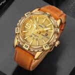 Naviforce 9117 Leather Belt Watch For Men – Golden - Image 3