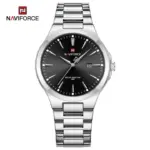 Naviforce 9214 Watch  For Men - Silver Black