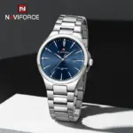 Naviforce 9214 Watch  For Men - Silver and Blue