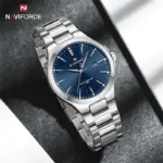 Naviforce 9214 Watch  For Men - Silver and Blue - Image 2