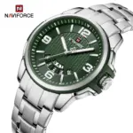Naviforce 9215 Watch  For Men - Silver Green