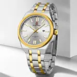 Naviforce 9226 Watch For Men - Silver Gold - Image 2