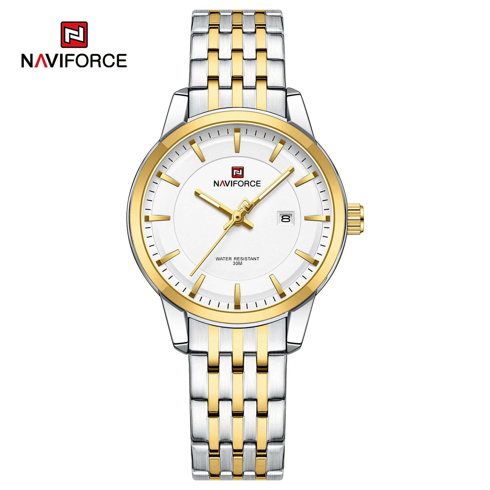Naviforce-9228-Silver-Gold-55.jpg Naviforce 9228 Watch For Women - Silver Gold - Image 1
