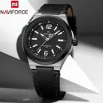 Naviforce 9233 Watch For Men-Silver Black
