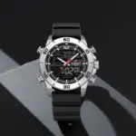 Naviforce 9253 Silicon Watch For Men-Silver Black - Image 2