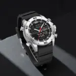 Naviforce 9253 Silicon Watch For Men-Silver Black