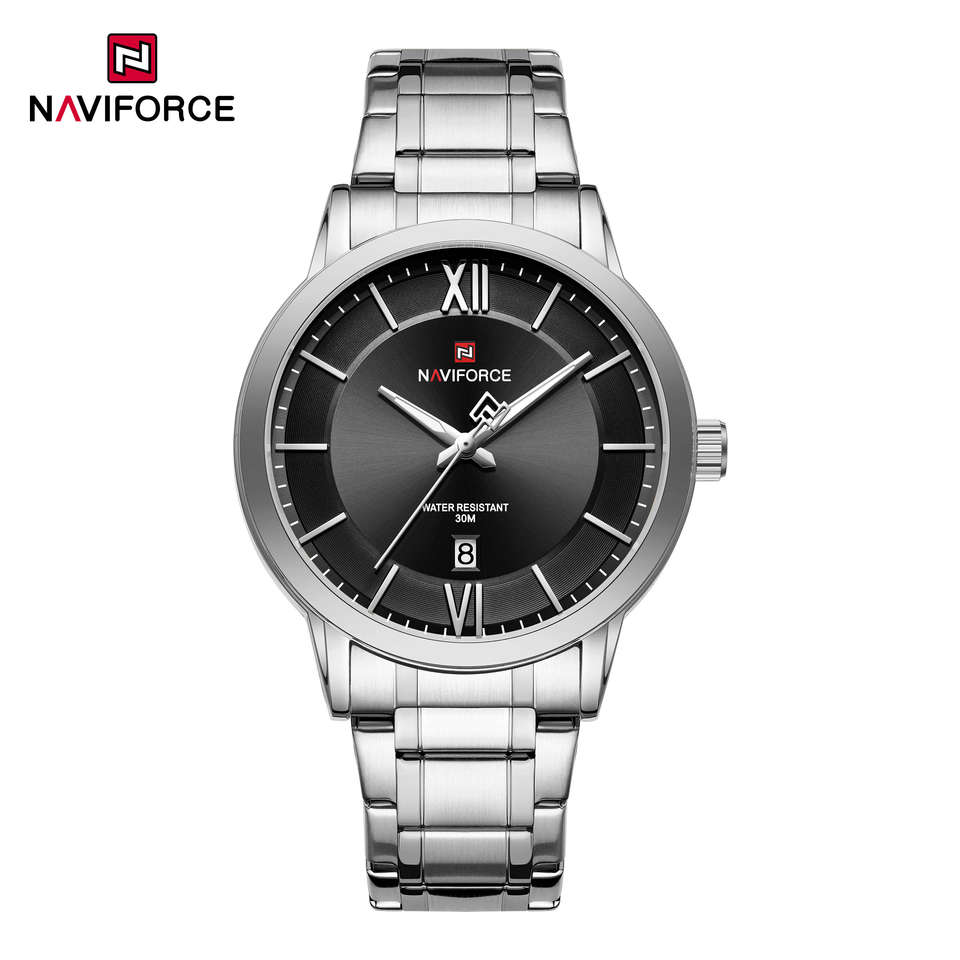 Naviforce-9254-For-Men-Silver-Black-3.jpg Naviforce 9254 Watch For Men - Silver Black - Image 1