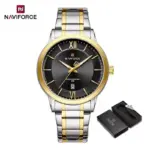 Naviforce 9254 Watch For Men - Silver Gold Black