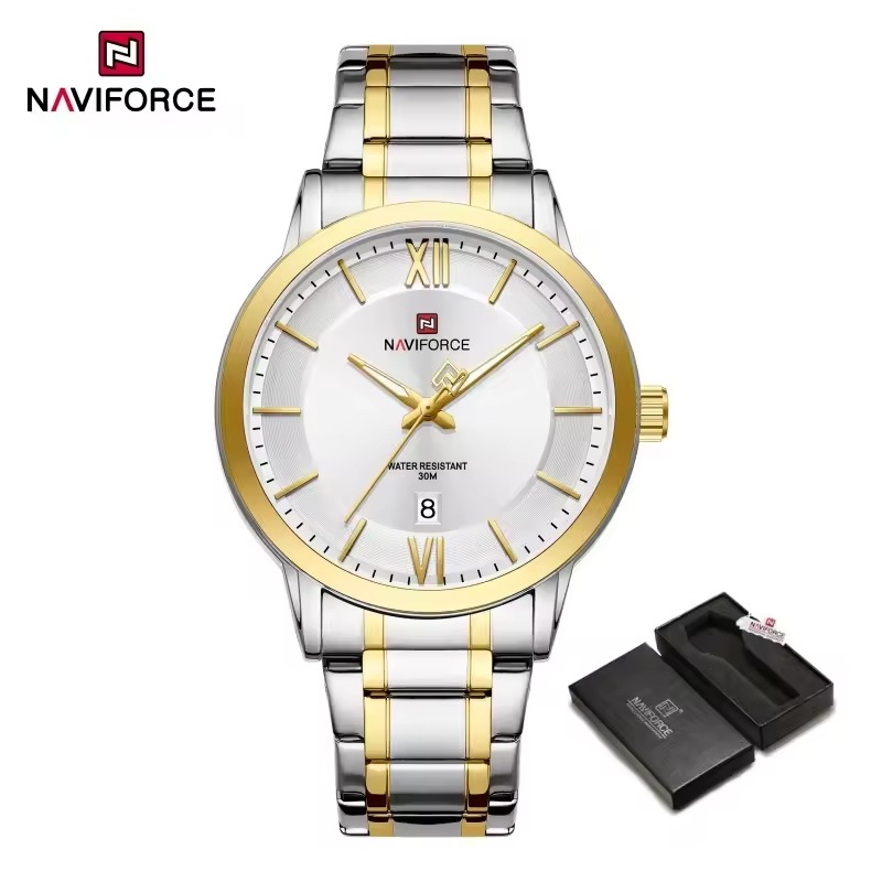 Naviforce-9254-For-Men-Silver-Gold.jpeg Naviforce 9254 Watch For Men - Silver Gold - Image 1