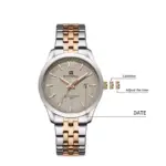 Naviforce 9255 Watch For Men - Silver Rose Gray - Image 4