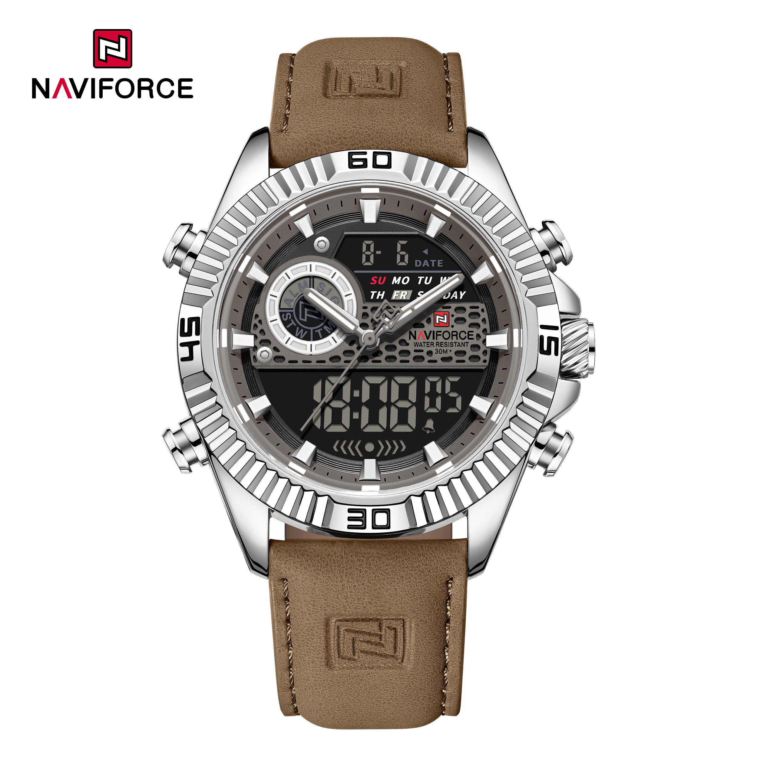 Naviforce-9262-watch-for-men-Brown-Gray.jpg Naviforce 9262 Belt watch for men-Brown Gray - Image 1
